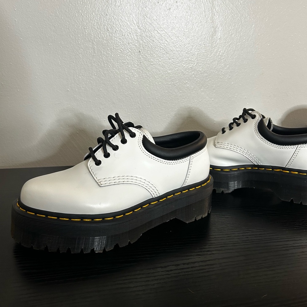 Dr. Martens White Platform Shoes